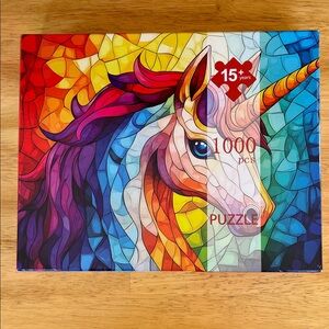 Vibrant Stained Glass Unicorn Puzzle - 1000 Pieces